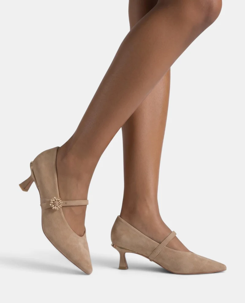 ZAPATO TACÓN DE ANTE CON HEBILLA