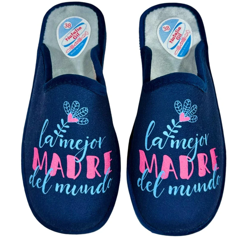 Zapatillas de Casa Natalia Gil La Mejor Madre del Mundo 614 Marino
