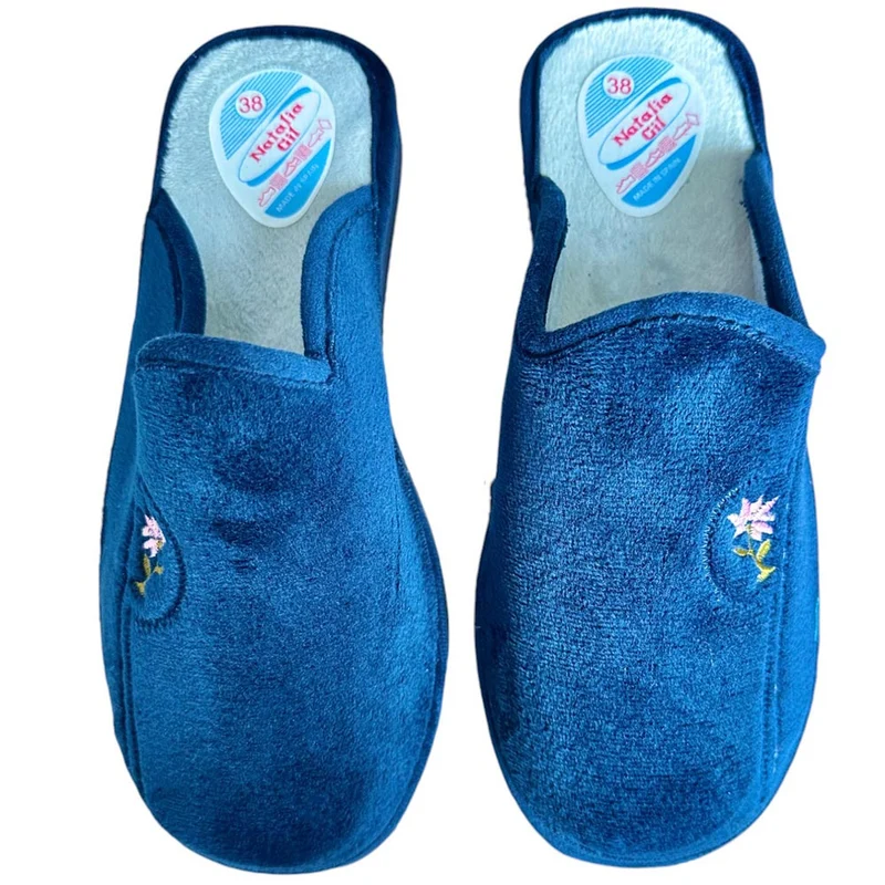 Zapatillas de Casa Natalia Gil Florecita Rosita 698 Marino