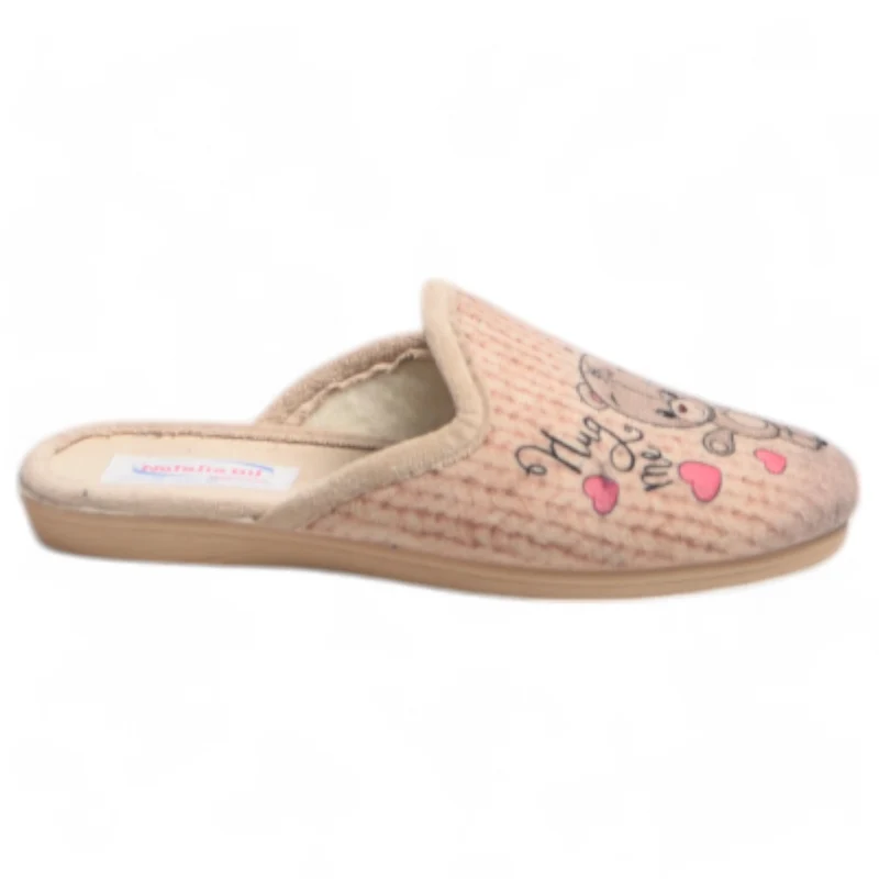 Zapatillas de Casa Natalia Gil Osito Corazones 7050 Beig
