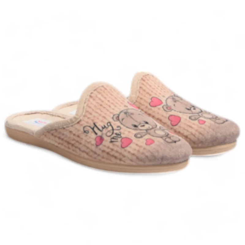 Zapatillas de Casa Natalia Gil Osito Corazones 7050 Beig