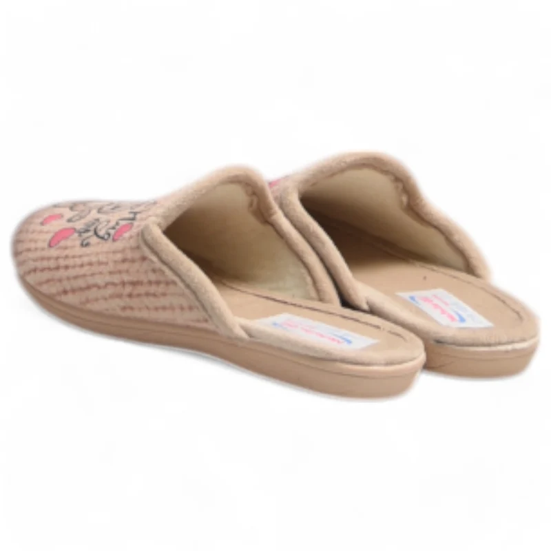 Zapatillas de Casa Natalia Gil Osito Corazones 7050 Beig