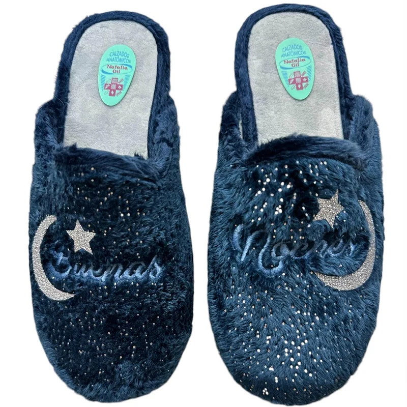 Zapatillas de Casa Natalia Gil Buenas Noches Purpurina 5025 Marino