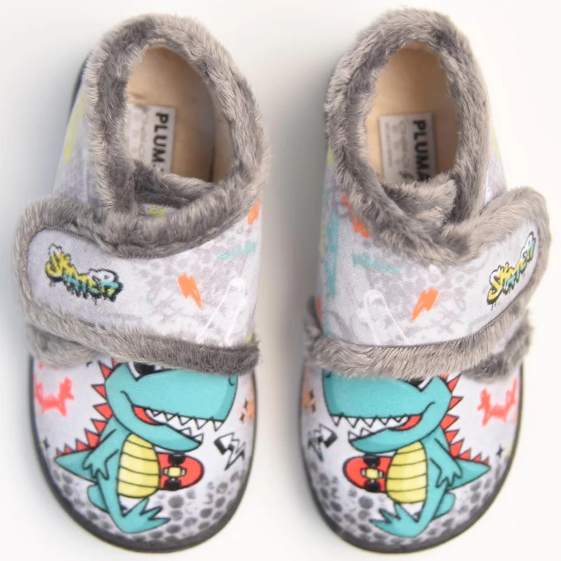 Zapatillas de Casa Plumaflex Dino 12003 Gris