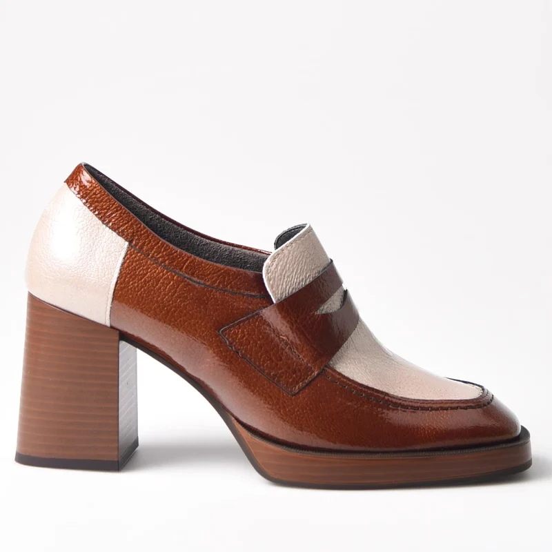 Zapatos Pitillos Tacón Antifaz 10196 Cuero Piedra