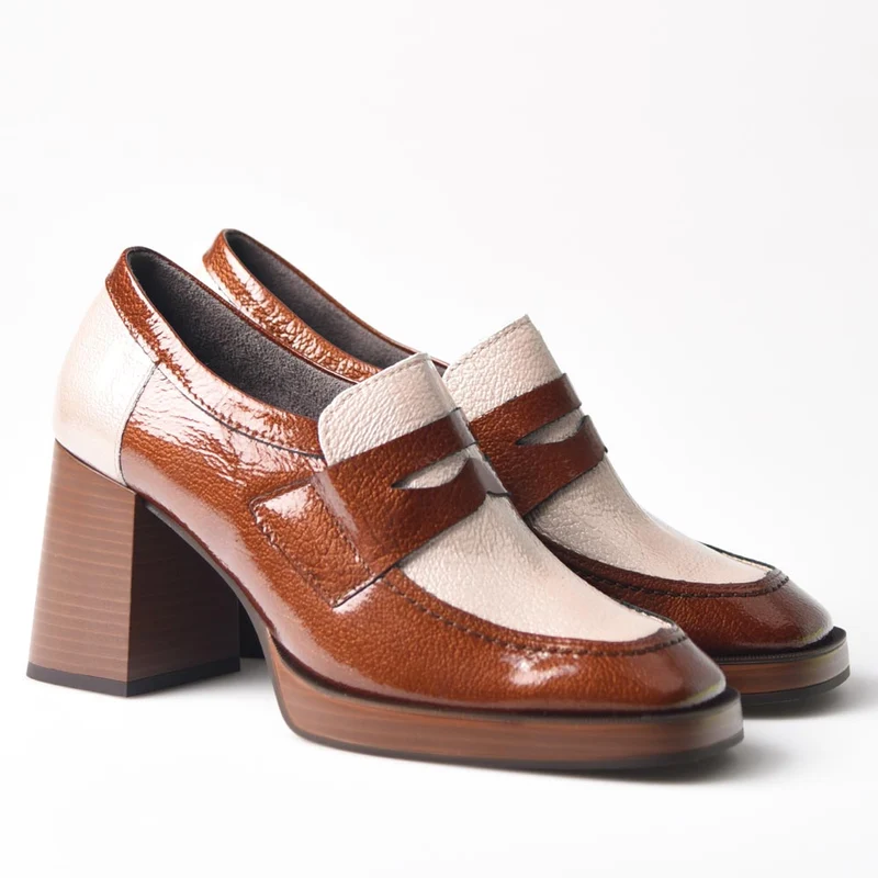 Zapatos Pitillos Tacón Antifaz 10196 Cuero Piedra