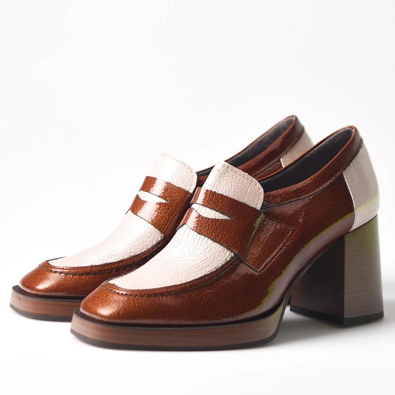 Zapatos Pitillos Tacón Antifaz 10196 Cuero Piedra