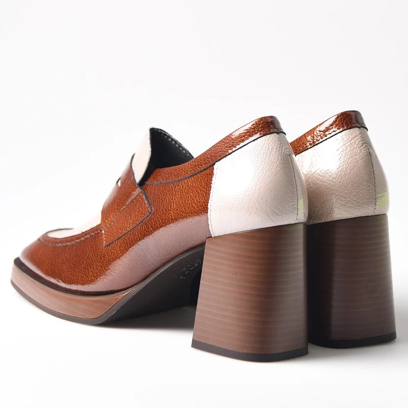 Zapatos Pitillos Tacón Antifaz 10196 Cuero Piedra