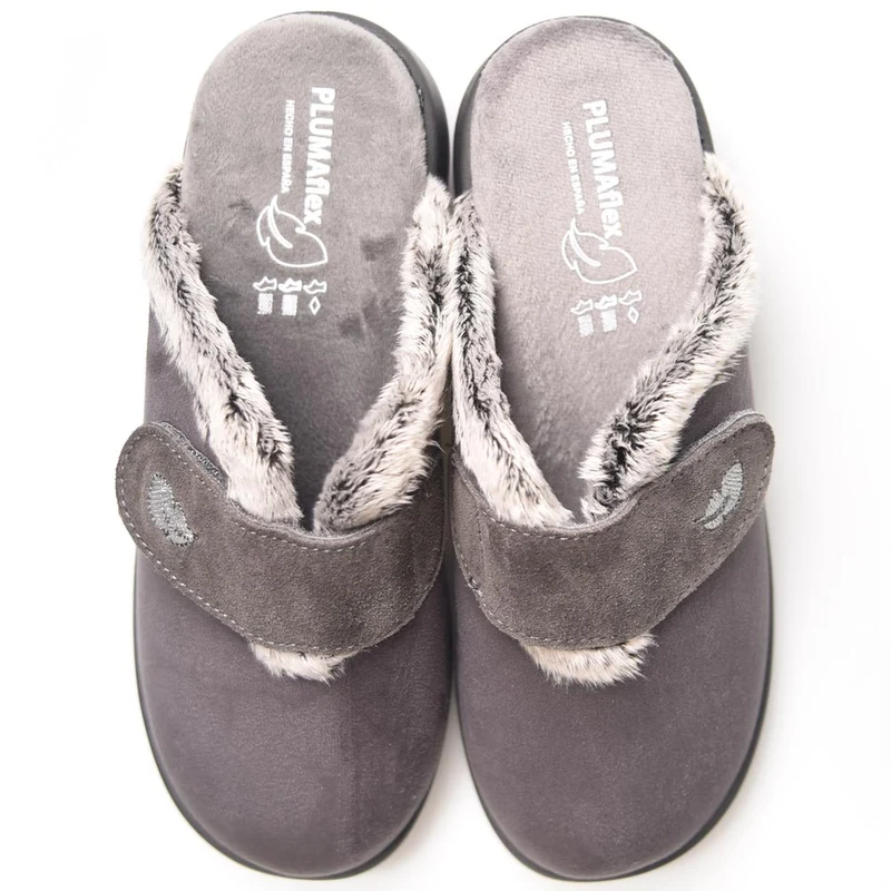 Zapatillas de Casa Plumaflex Abierta Velcro 14113 Gris