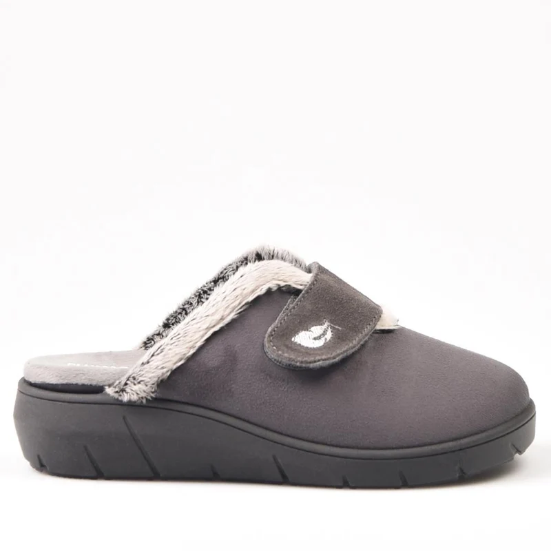 Zapatillas de Casa Plumaflex Abierta Velcro 14113 Gris