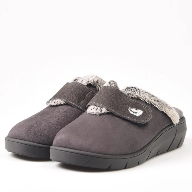 Zapatillas de Casa Plumaflex Abierta Velcro 14113 Gris