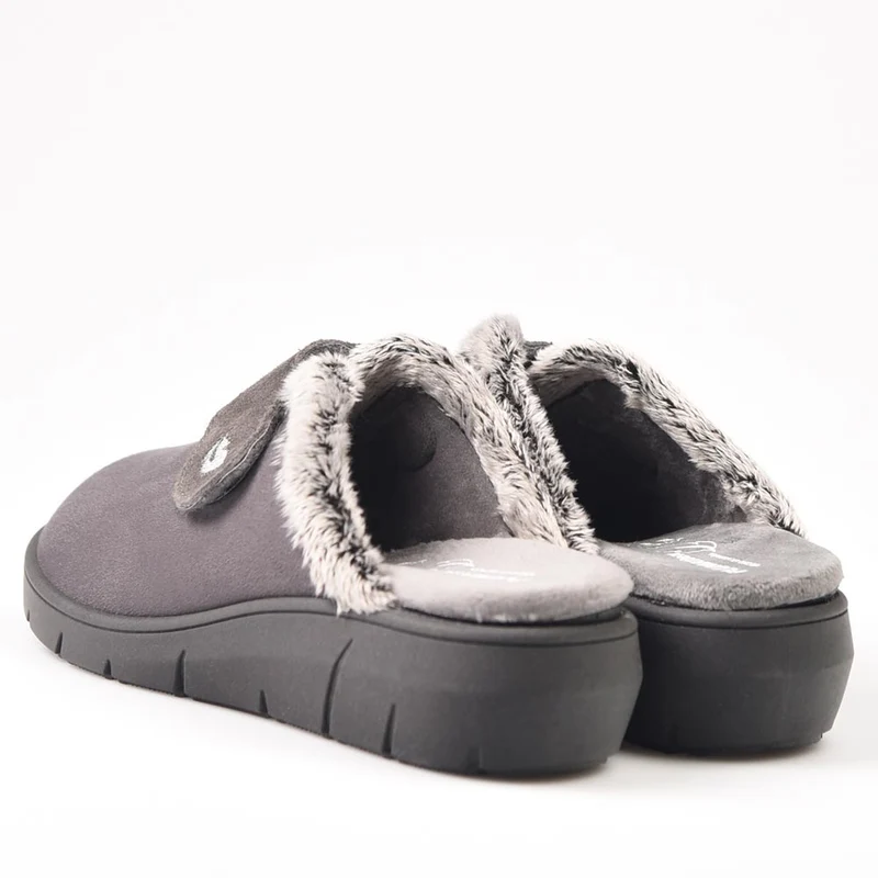 Zapatillas de Casa Plumaflex Abierta Velcro 14113 Gris