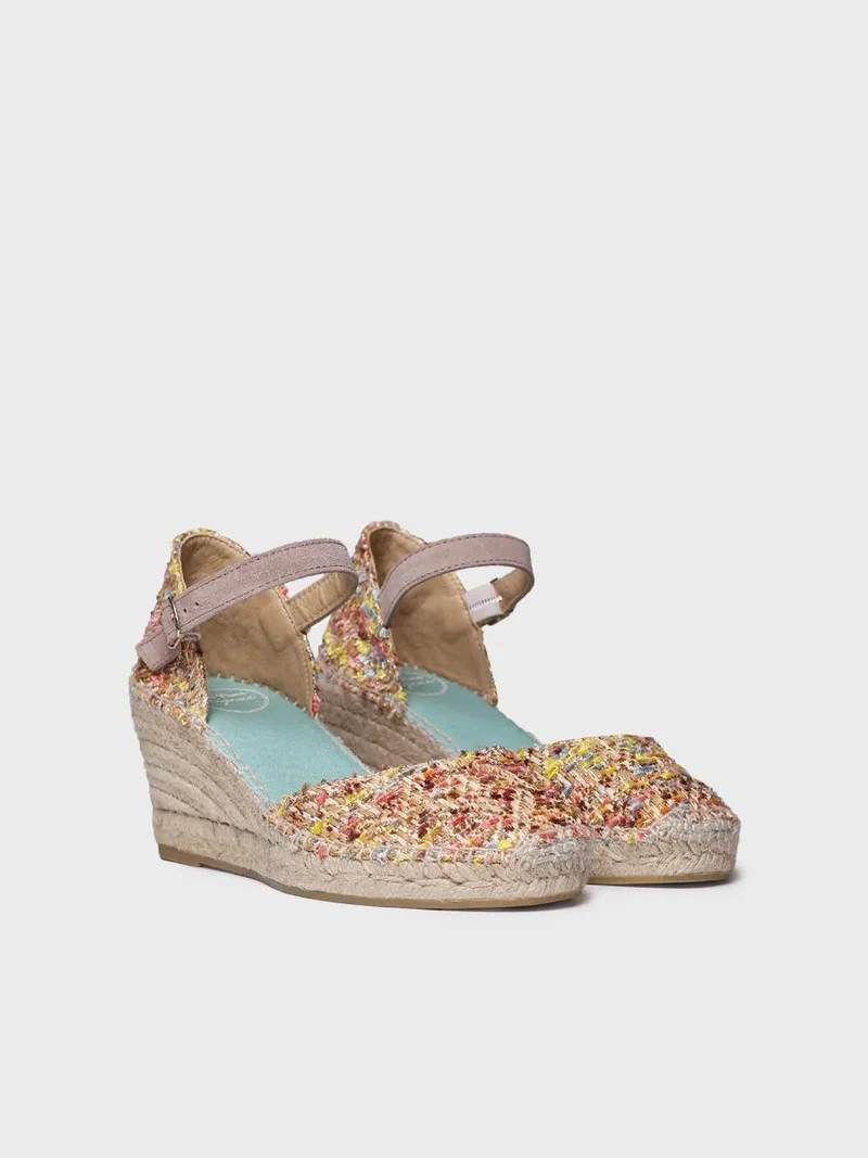 Alpargata de mujer con cuña en tejido multicolor | JANEL-CO