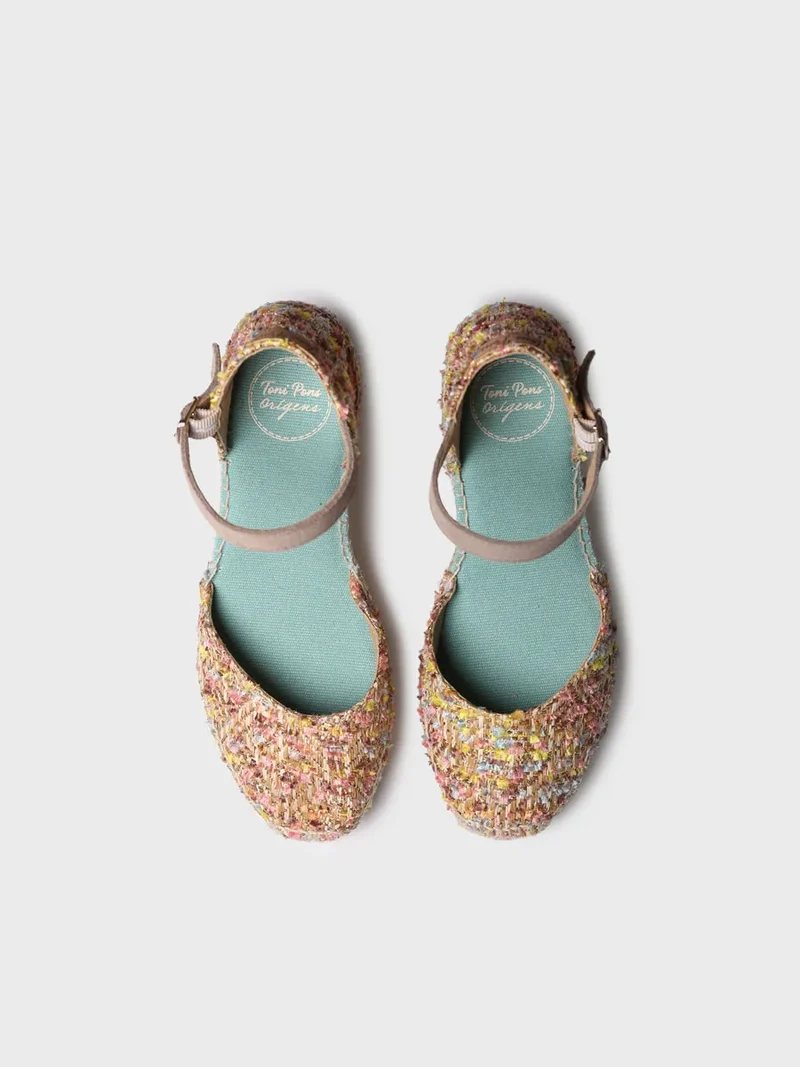 Alpargata de mujer con cuña en tejido multicolor | JANEL-CO