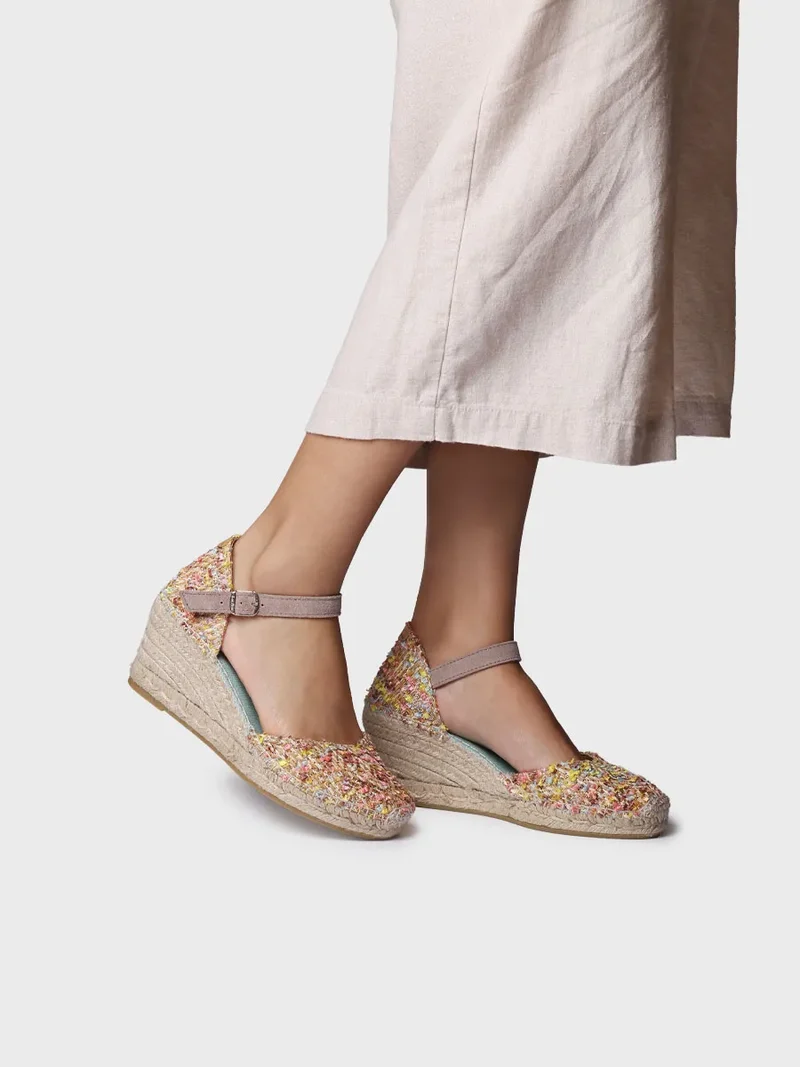 Alpargata de mujer con cuña en tejido multicolor | JANEL-CO