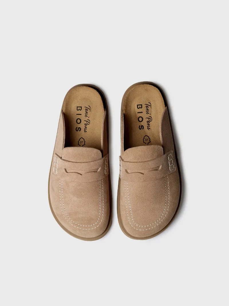 Zueco de mujer en serraje tipo mocasín | GREVENA-QT