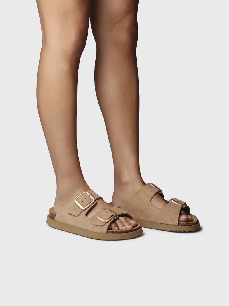Sandalia de mujer en serraje con hebillas | GONIA-QT
