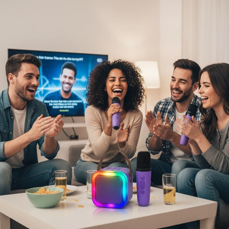 Miomu Mini Parlante Karaoke con Micrófonos Inalámbricos