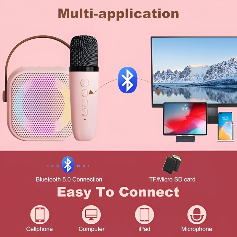 Miomu Mini Parlante Karaoke con Micrófonos Inalámbricos