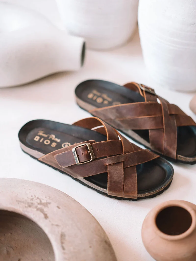 Sandalias de hombre de piel con tiras cruzadas | GALATSI-PE