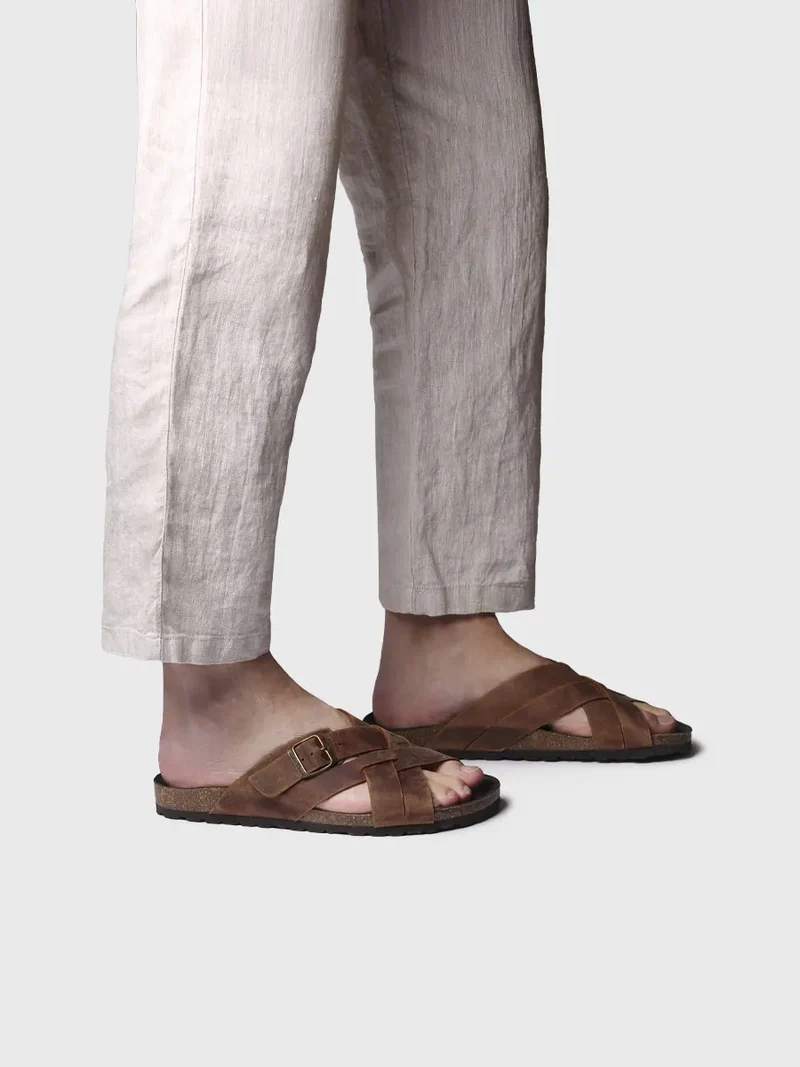 Sandalias de hombre de piel con tiras cruzadas | GALATSI-PE
