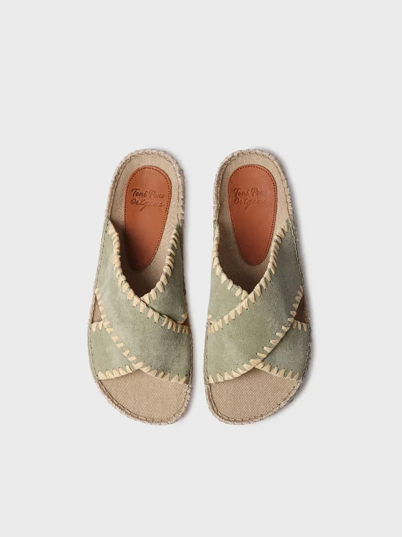 Sandalias planas tipo BIO de mujer en serraje| BALI-SD