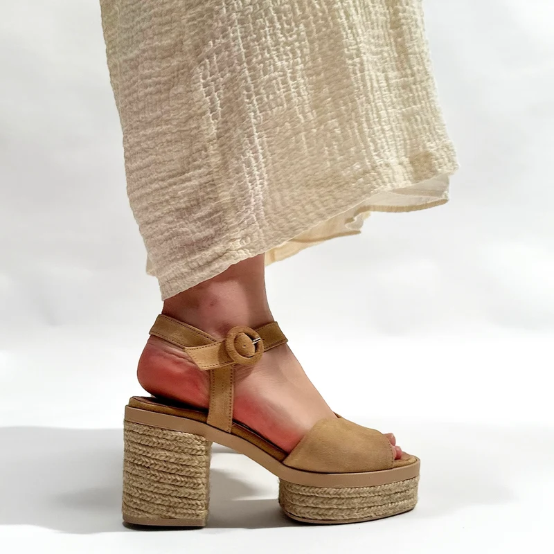 Sandalias de Esparto Gaimo Prinia Pesca Baby Silk Camello