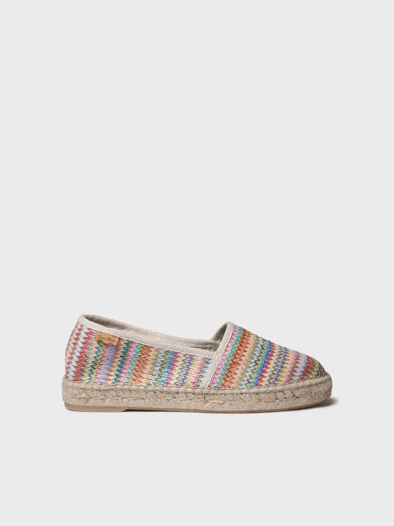 Alpargatas planas de mujer en rafia multicolor | ALMA-MH