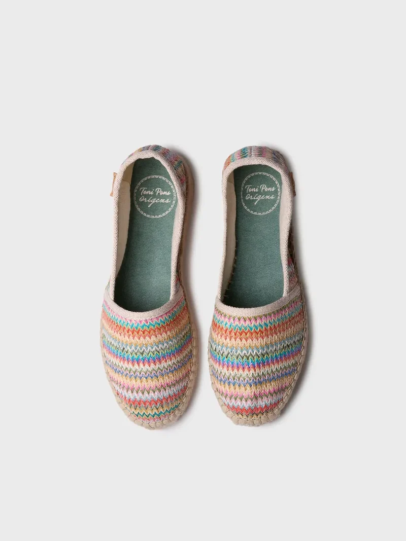 Alpargatas planas de mujer en rafia multicolor | ALMA-MH
