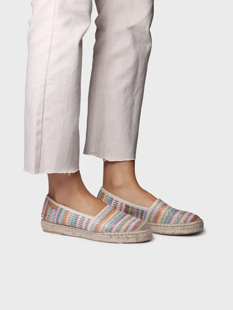 Alpargatas planas de mujer en rafia multicolor | ALMA-MH