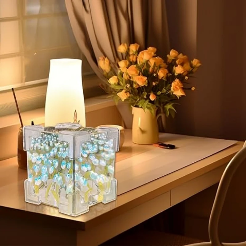 Miomu Lámpara LED Acrílca Cúbica, Diseño Tulipanes (DIY)