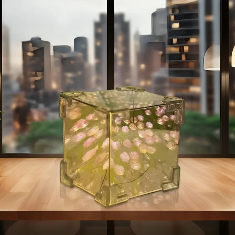 Miomu Lámpara LED Acrílca Cúbica, Diseño Tulipanes (DIY)