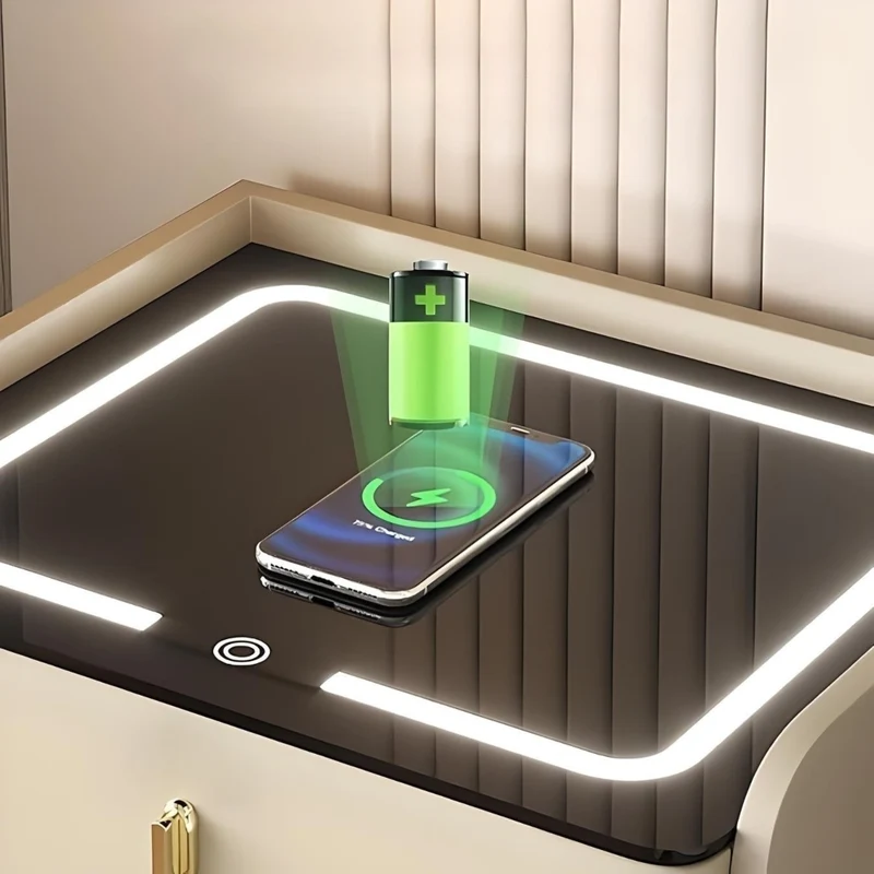 Miomu Mesa de Noche Inteligente, con Cargador Inalámbrico y Luz