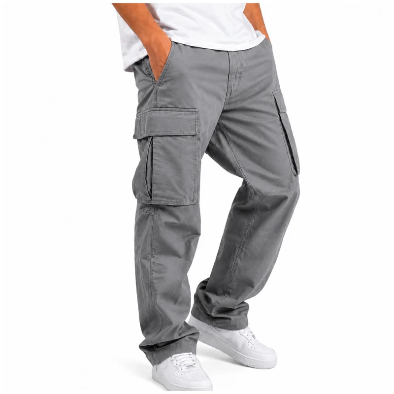 Miomu Pantalón Tipo Cargo para Hombre, Grisáceo