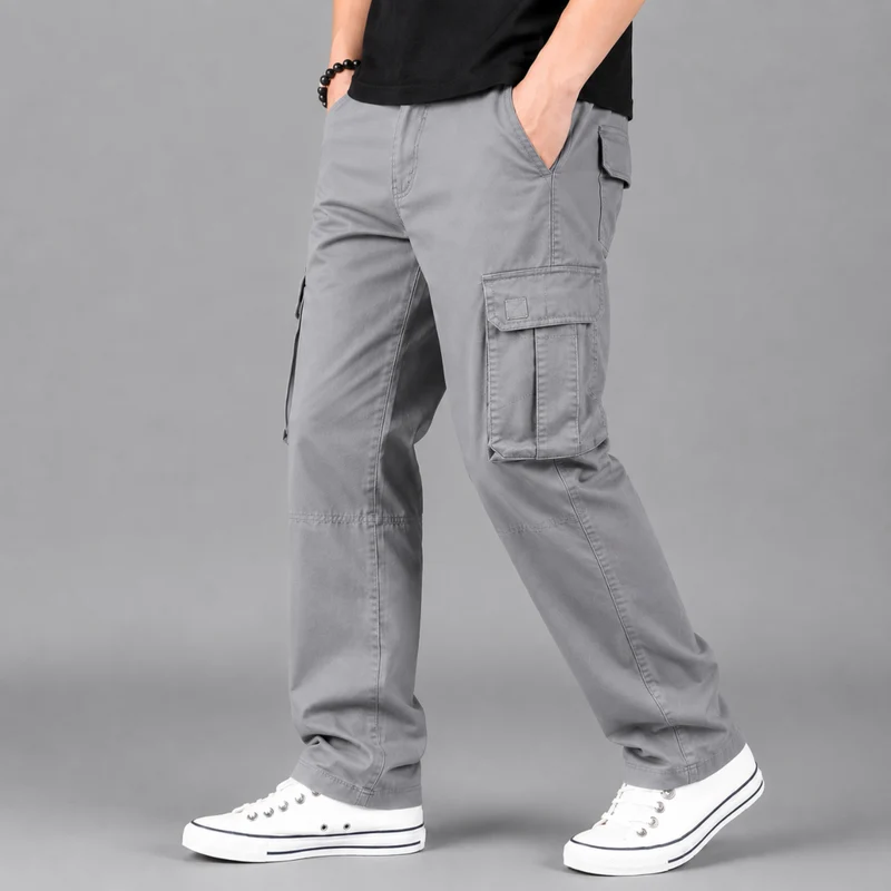 Miomu Pantalón Tipo Cargo para Hombre, Grisáceo