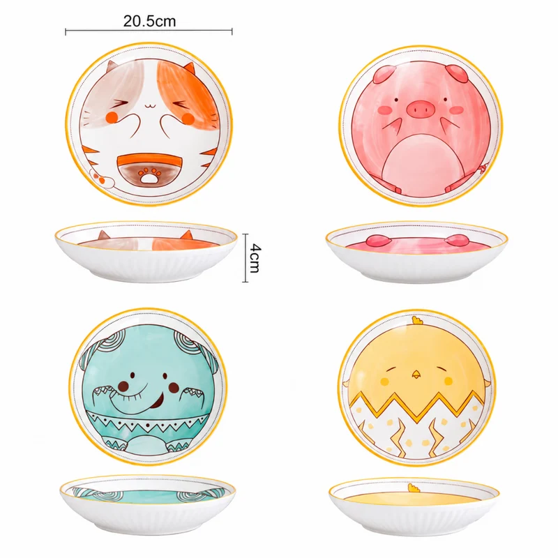Miomu Set de Platos Hondos para Snacks y Sopas Diseño Happy Paws Collection