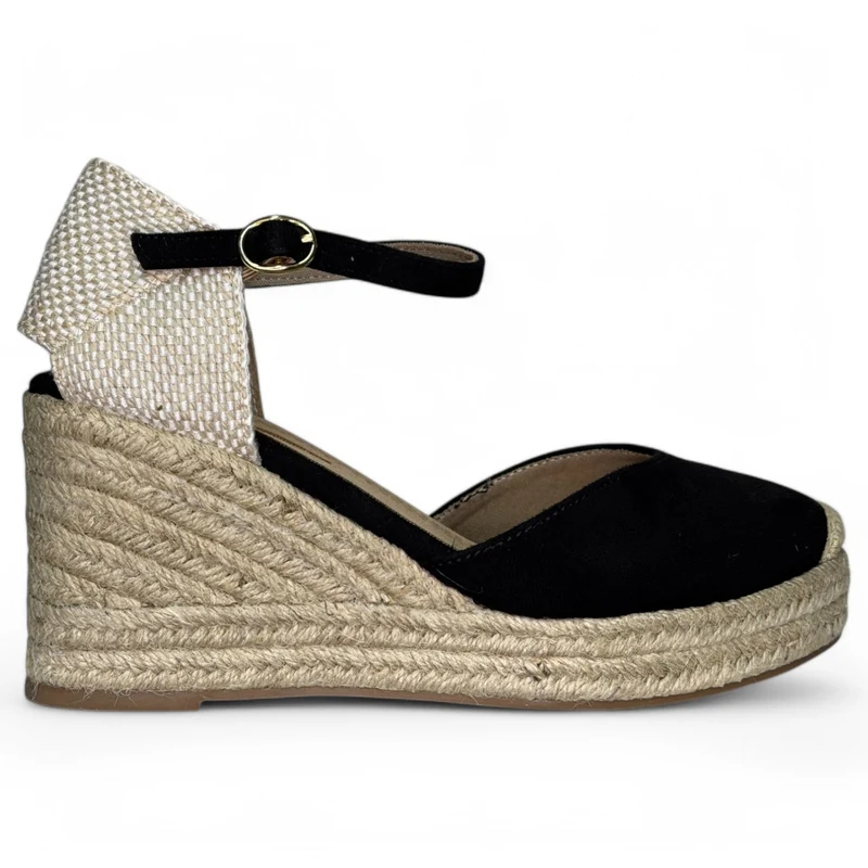 Alpargatas Corina Escote Corazón Hebilla M4301 Negro