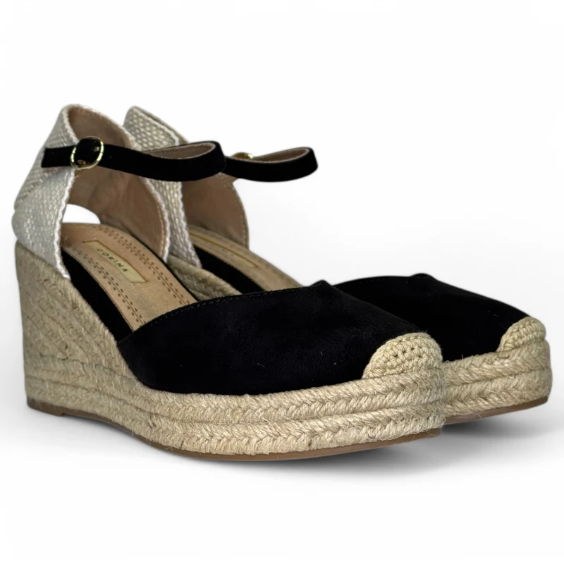 Alpargatas Corina Escote Corazón Hebilla M4301 Negro