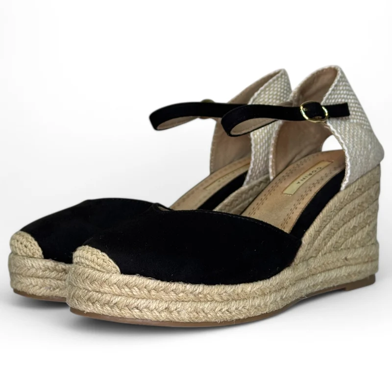 Alpargatas Corina Escote Corazón Hebilla M4301 Negro