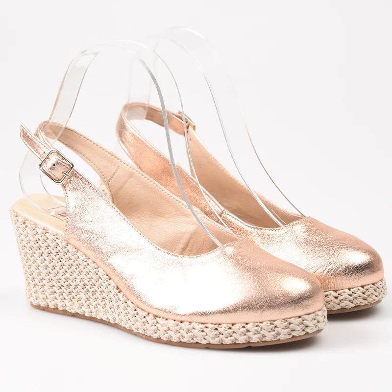 Zapatos Pitillos Salón Abierto Rafia 5577 Salmón