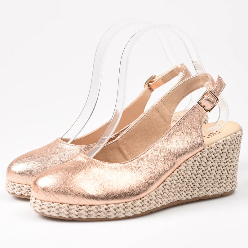 Zapatos Pitillos Salón Abierto Rafia 5577 Salmón