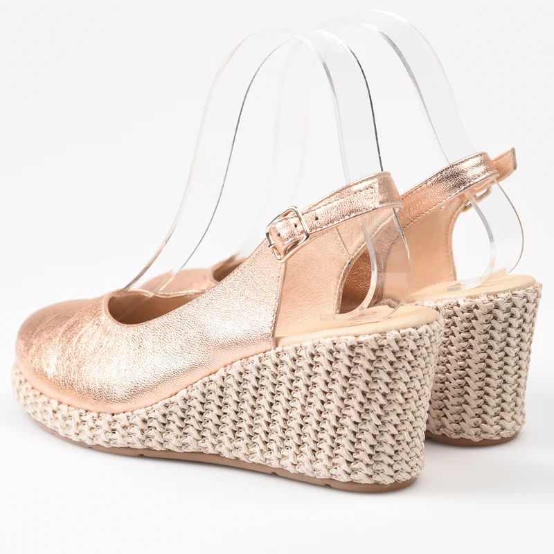 Zapatos Pitillos Salón Abierto Rafia 5577 Salmón