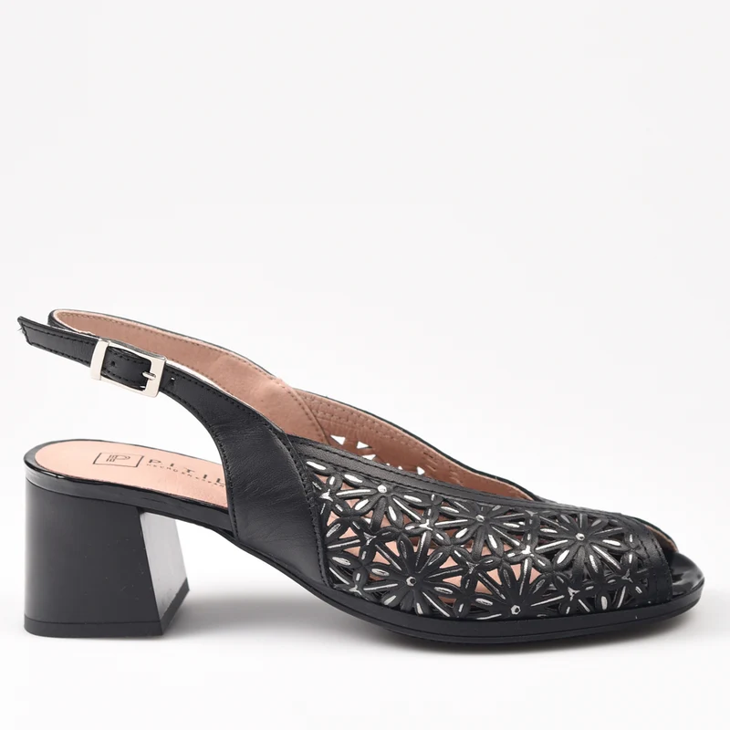 Sandalias Pitillos Troqueladas Tacón 5695 Negro