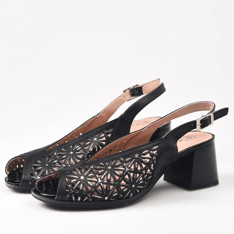 Sandalias Pitillos Troqueladas Tacón 5695 Negro