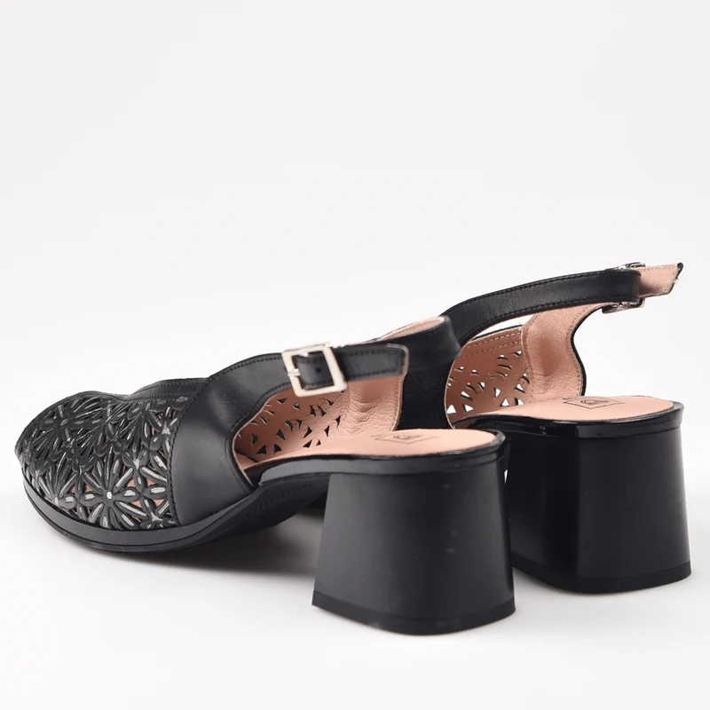 Sandalias Pitillos Troqueladas Tacón 5695 Negro