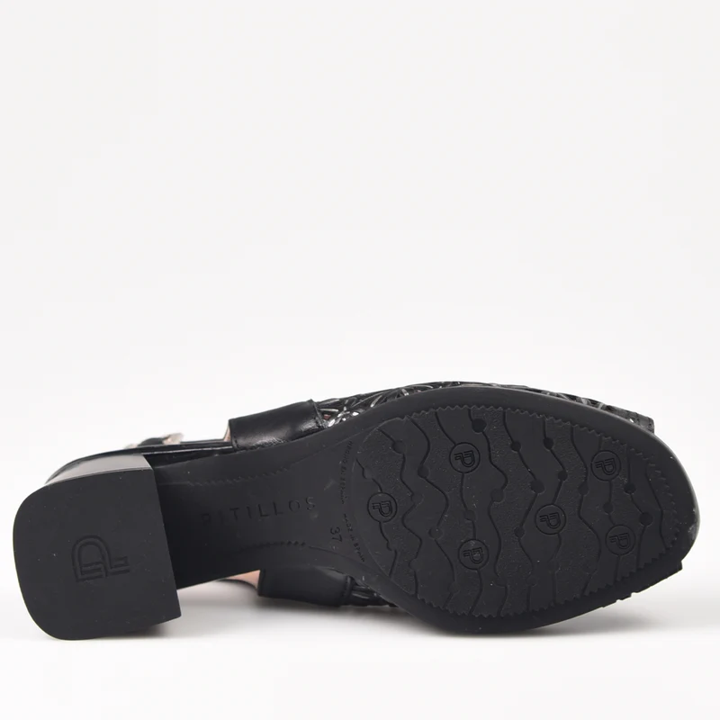 Sandalias Pitillos Troqueladas Tacón 5695 Negro