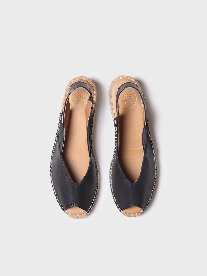 Alpargata peep toe de mujer con cuña en piel | BERNIA-P