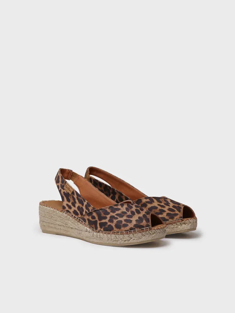 Alpargata peep toe de mujer con cuña en piel | BERNIA-P