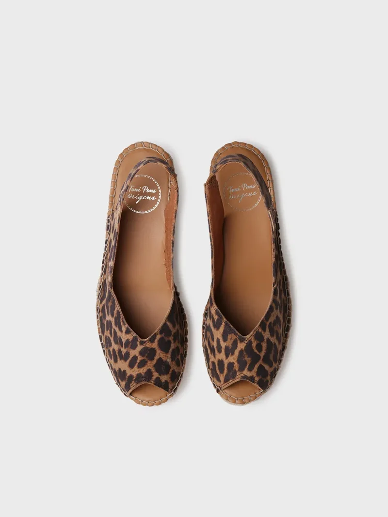 Alpargata peep toe de mujer con cuña en piel | BERNIA-P