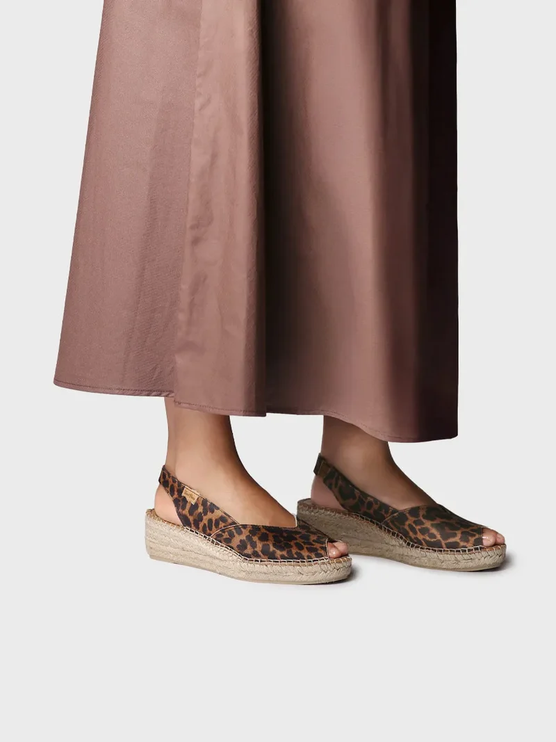 Alpargata peep toe de mujer con cuña en piel | BERNIA-P